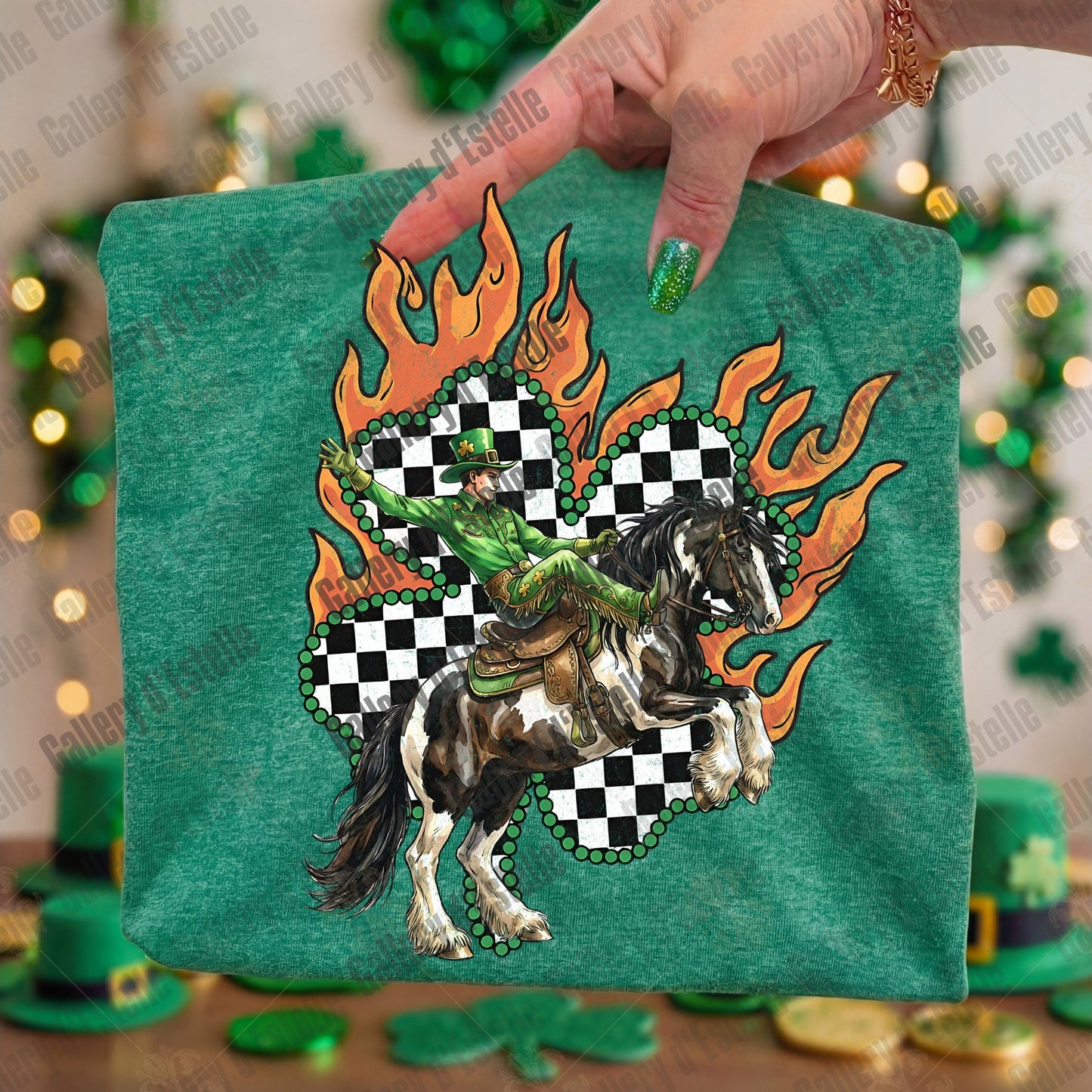 Western St Patrick’s Day PNG, Rodeo Casino Collage, Retro Cowboy Lucky Graphic, Edgy Country Shirt Design