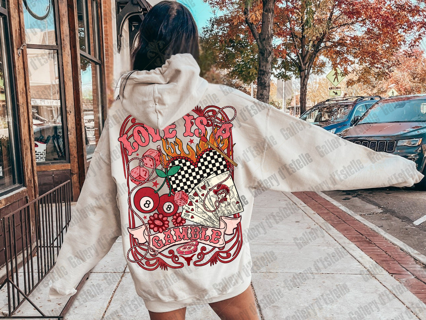 Love Is A Gamble PNG, Retro Cowboy Casino Collage, Wild West Rodeo Graphic, Edgy Valentines Country Shirt Design