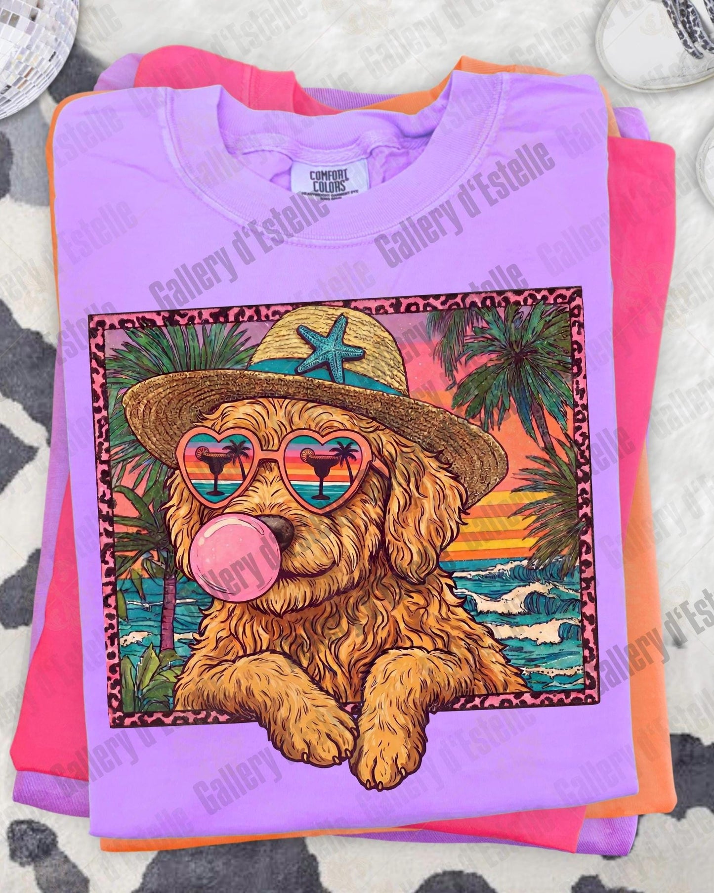 Goldendoodle Summer PNG, Retro Coastal Dog Graphic, Trendy Tropical Beach Shirt Design