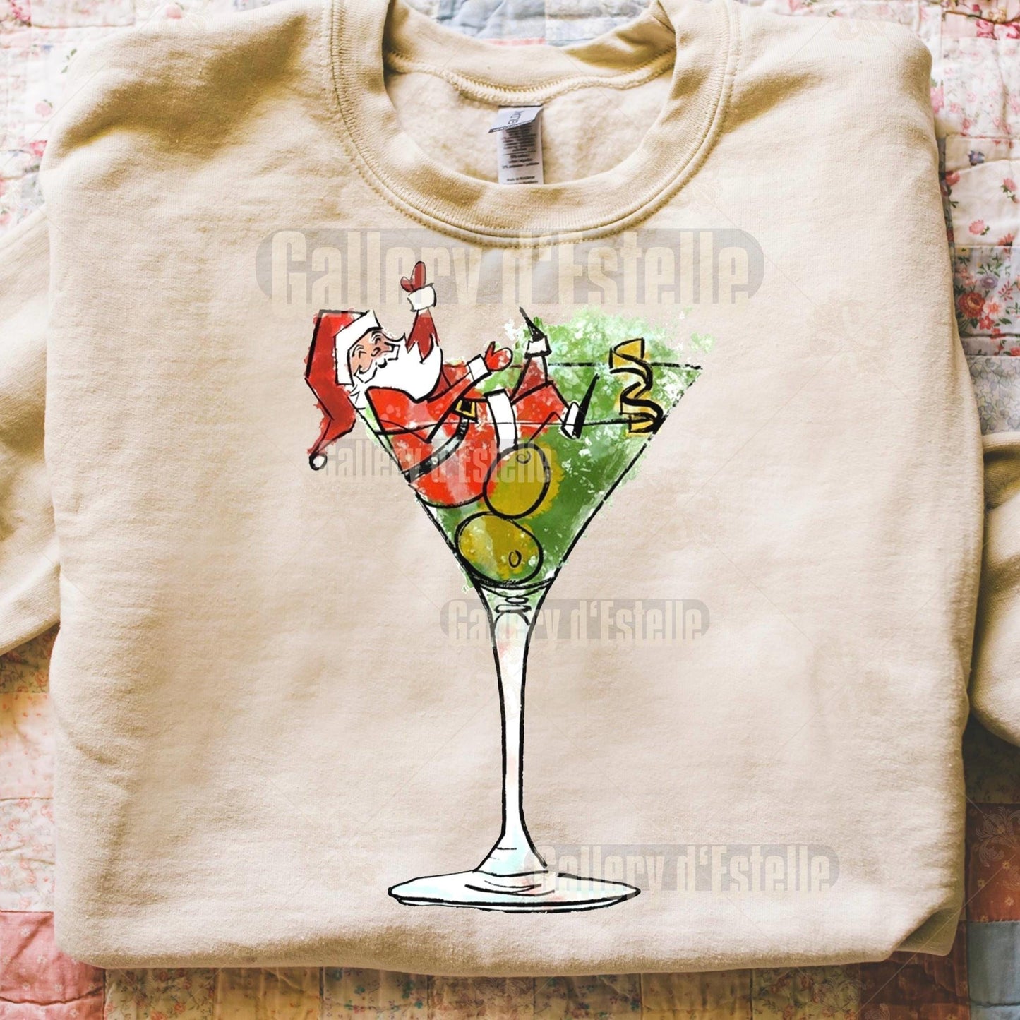 Retro Santa Claus Martini PNG, Festive Christmas Cocktail Graphic, Cute Holiday Shirt Design