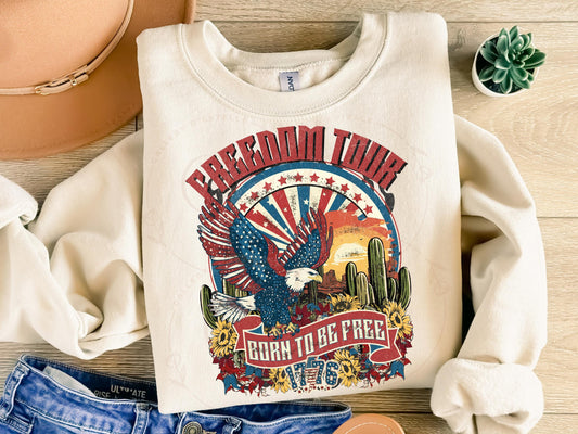 Freedom Tour Western PNG, American Eagle Independence Day Graphic, Edgy 4th of July Patriotic Shirt Design
