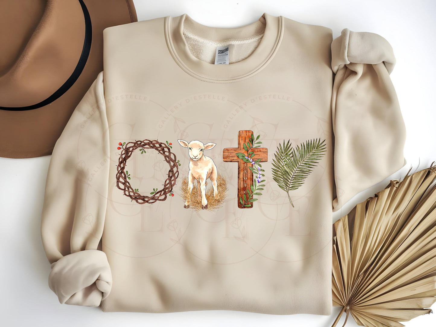 True Easter PNG, Religious Lamb Crown Cross Palm Art, He is Risen Graphic, Christian Faith Shirt Design