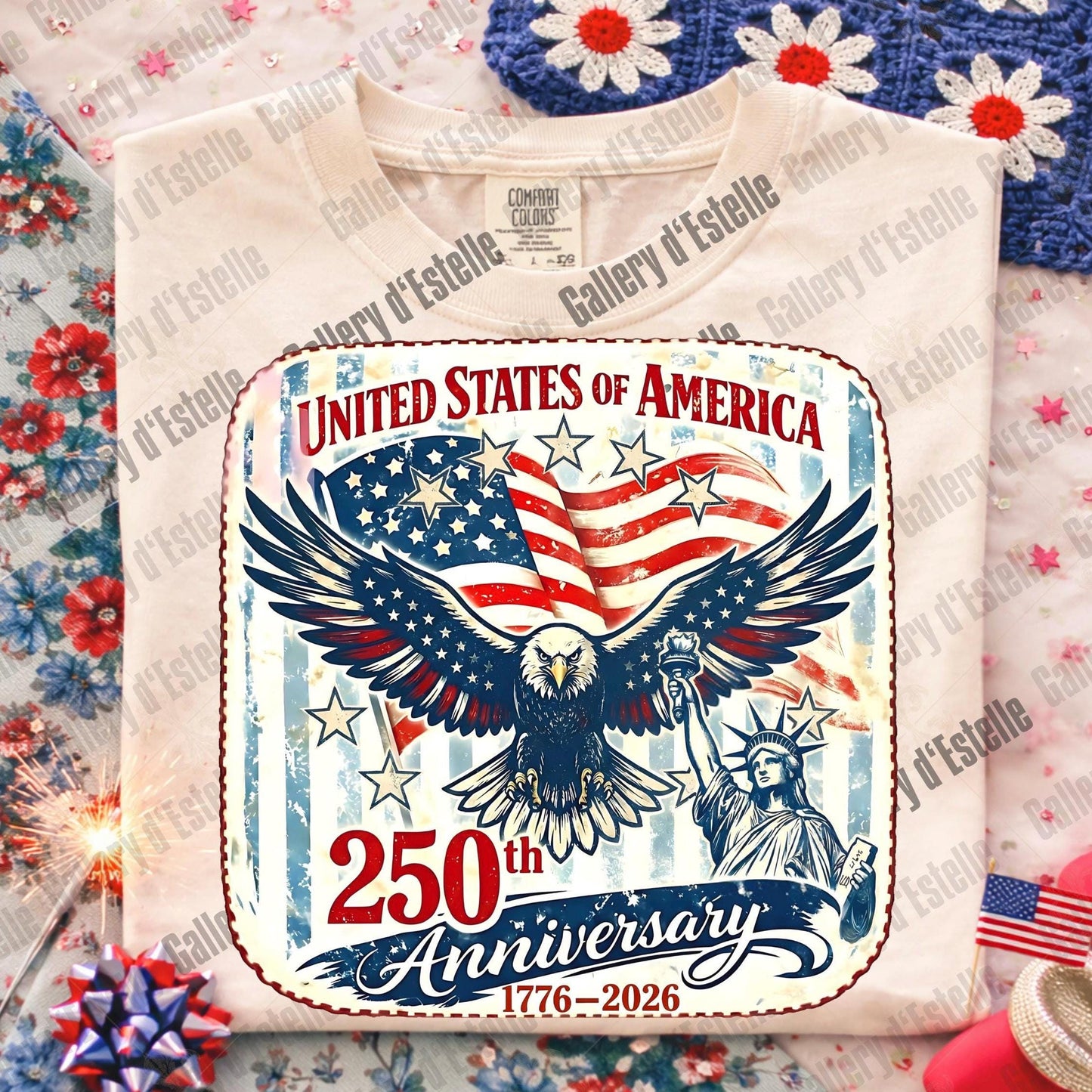 USA 250 Eagle PNG, Retro Patriotic America Graphic, Trendy 4th of July Shirt Design