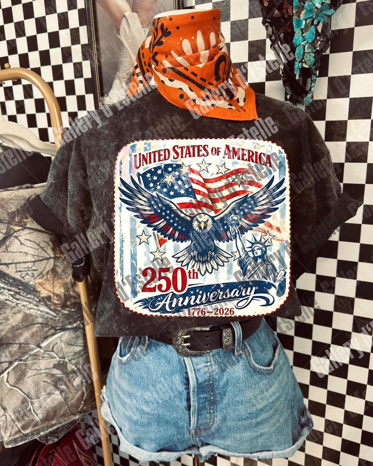 USA 250 Eagle PNG, Retro Patriotic America Graphic, Trendy 4th of July Shirt Design