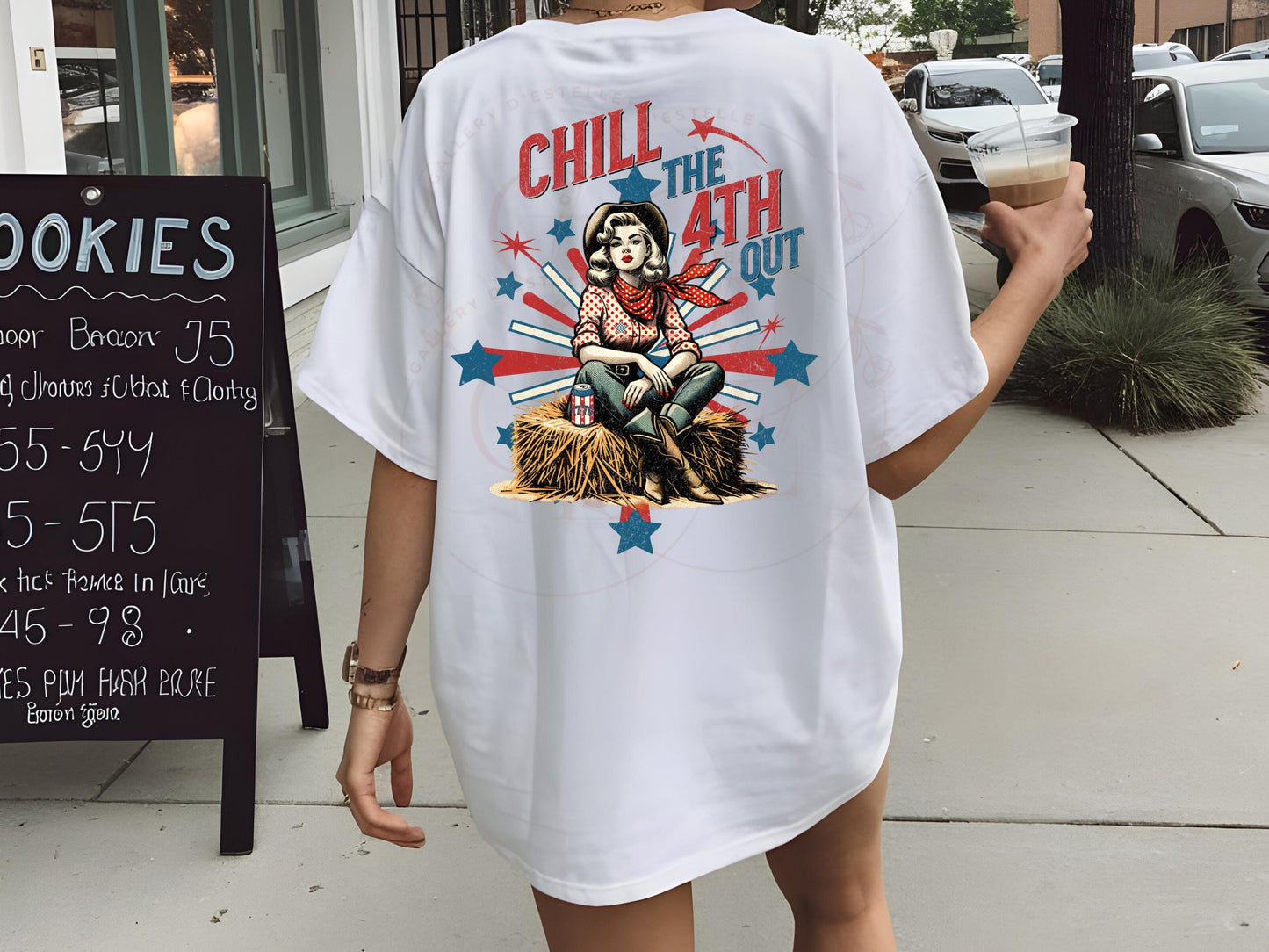 Chill the 4th Out Country PNG, Retro Western Patriotic Cowgirl Graphic, Trendy Independence Day Rodeo Shirt Design
