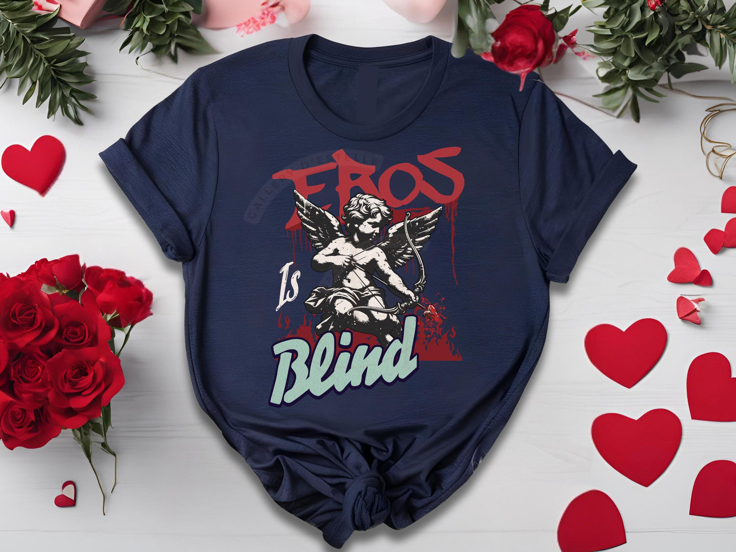 Eros is Blind PNG, Vintage Greek Cupid Love Graphic, Trendy Gothic Valentines Shirt Design