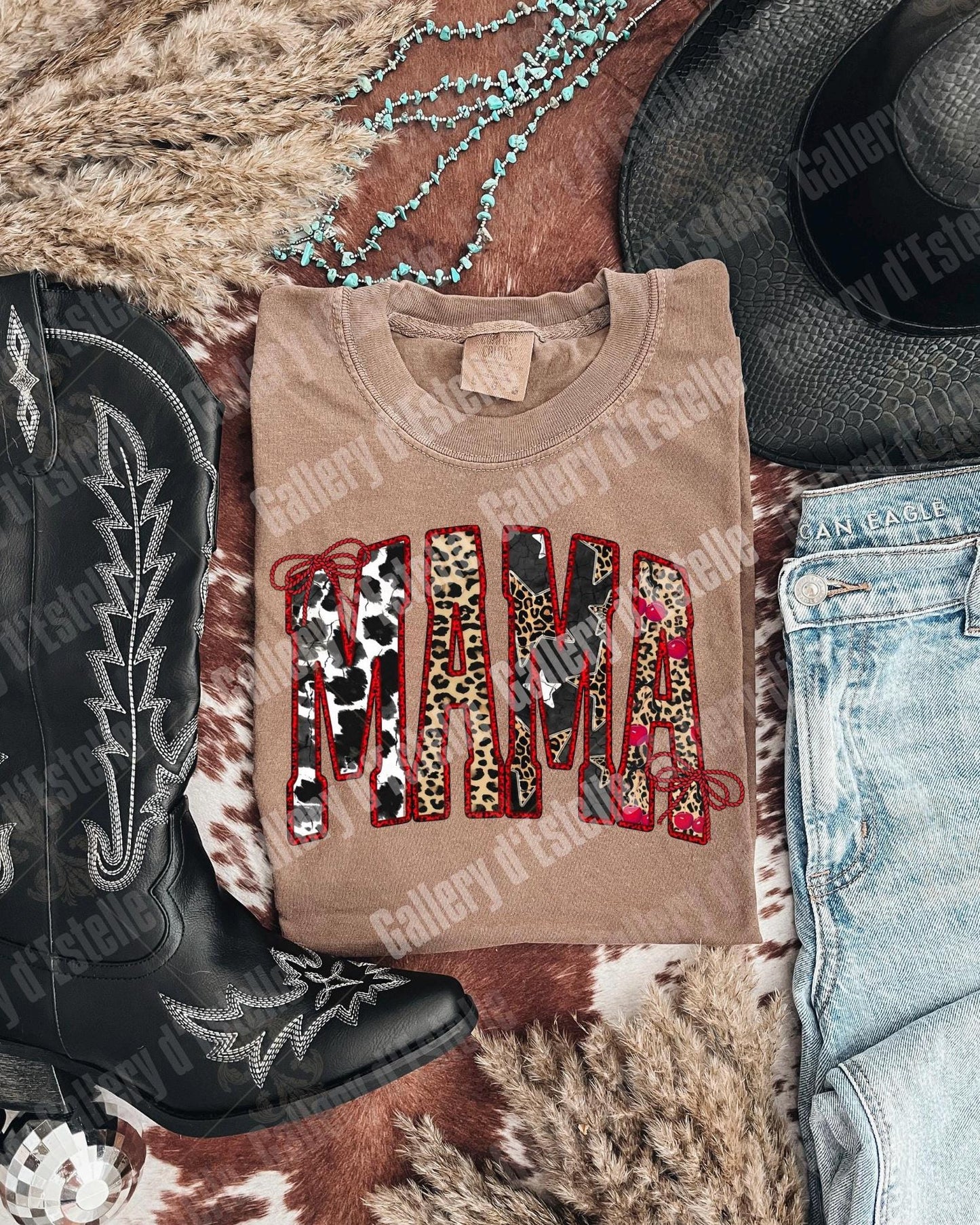 Edgy Western Mama PNG, Retro Leopard Cowgirl Graphic, Yallternative Country Mom Shirt Design