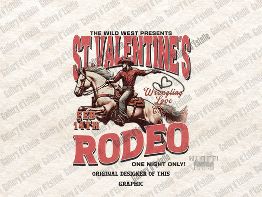 This design features a bold cowboy atop a galloping horse, lassoing a heart, this artwork brings "Wrangling Love Cheer" to life. 