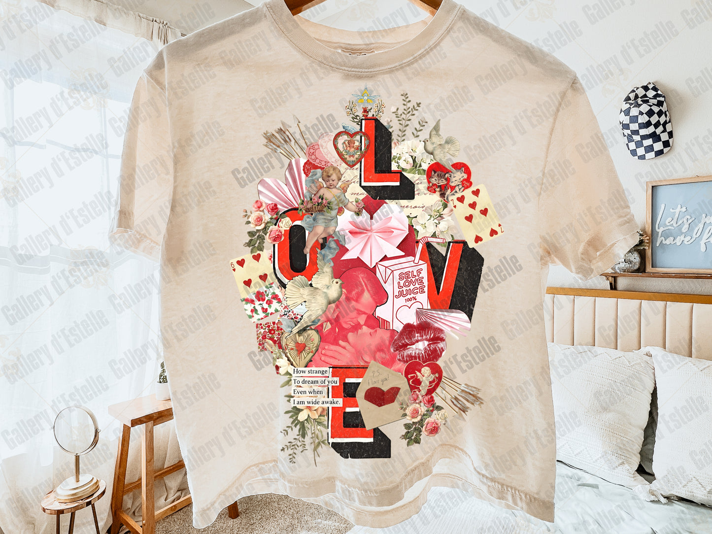 Retro Love Collage PNG, Vintage Valentine Scrapbook Art, Coquette VDay Shirt Design