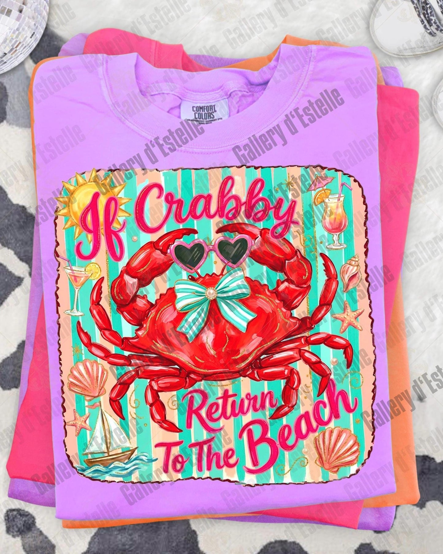 If Crabby Return to the Beach PNG, Retro Coastal Crab Graphic, Trendy Summer Shirt Design