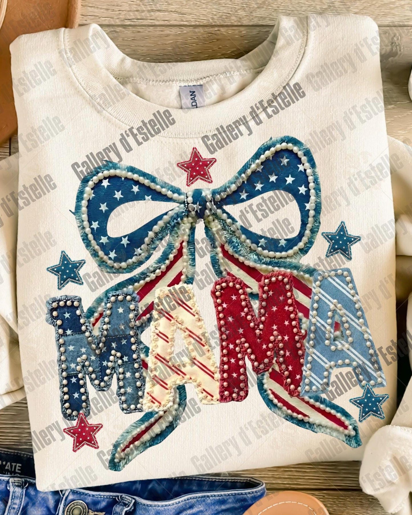 Coquette Patriotic Mama PNG, Retro American Patchwork Graphic, Trendy 4th of July Mom Shirt Design