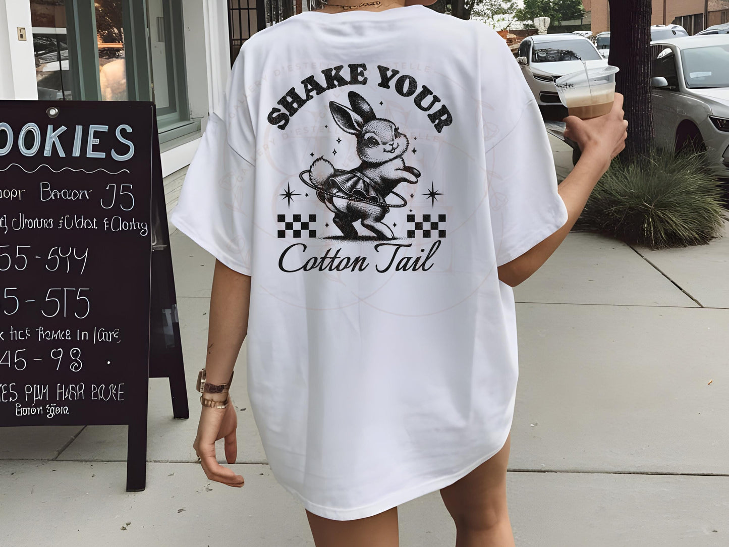 Shake Your Cotton Tail PNG, Cute Retro Easter Bunny Graphic, Vintage Sassy Rabbit Sublimation, Trendy Girl Shirt Design