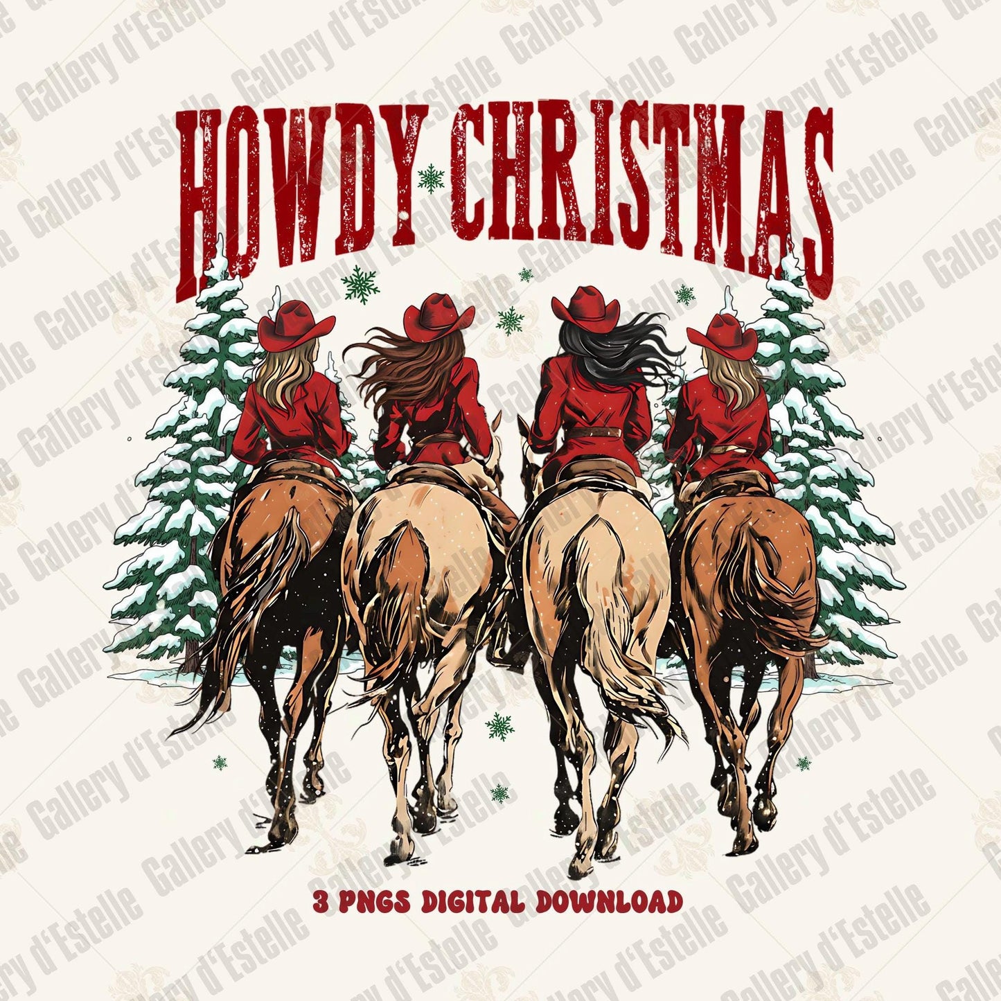 Western Howdy Christmas PNG, Retro Cowgirl Holiday Graphic, Festive Country Shirt Rodeo Design