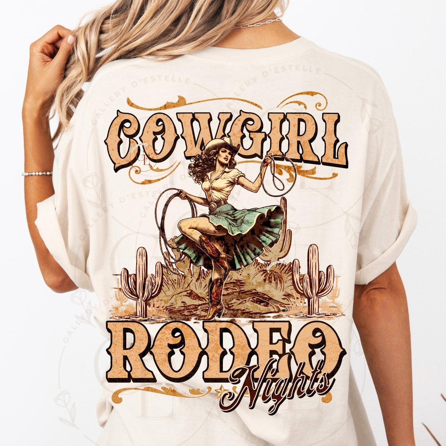 Cowgirl Rodeo Nights Country PNG, Rustic Vintage Western Rodeo Graphic, Trendy Wild West Shirt Design