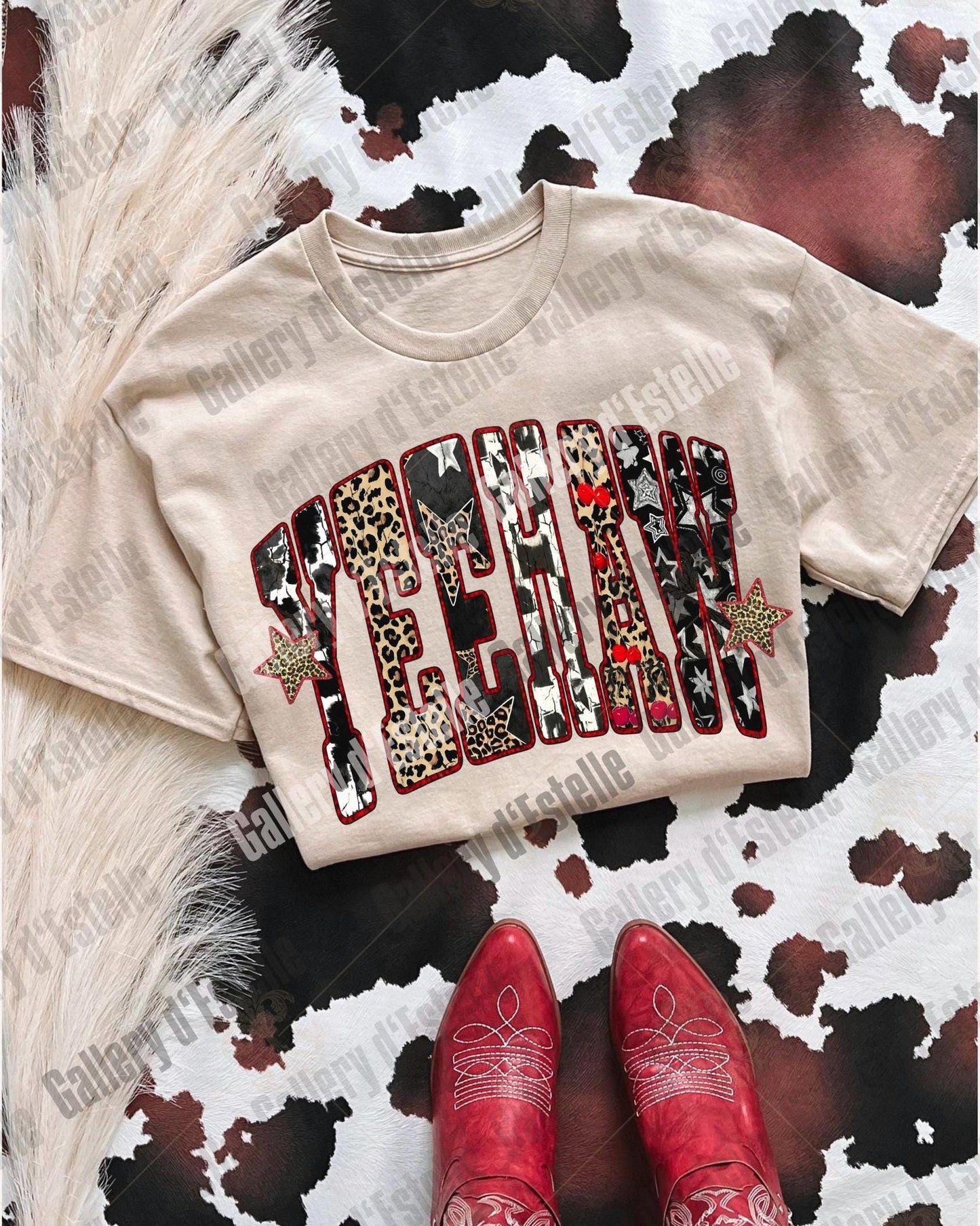 Edgy Western Yeehaw PNG, Retro Leopard Cowgirl Graphic, Yallternative Country Girl Shirt Design