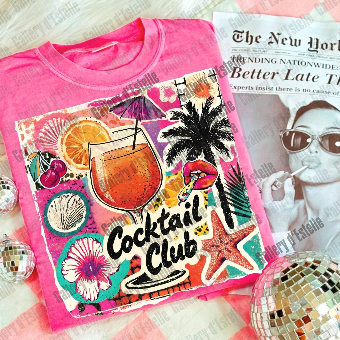 Cocktail Club PNG, Coquette Coastal Drink Graphic, Trendy Summer Beach Shirt Design