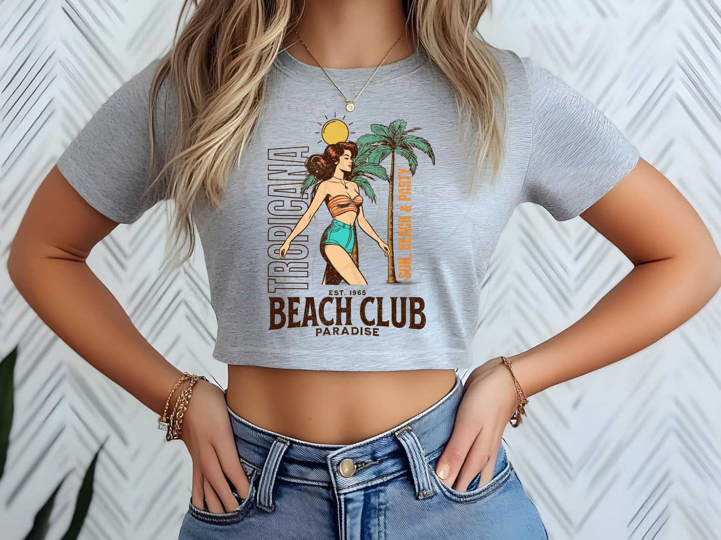 Retro Tropicana Club PNG, Vintage Coastal Girl Graphic, Tropical Summer Beach Shirt Design