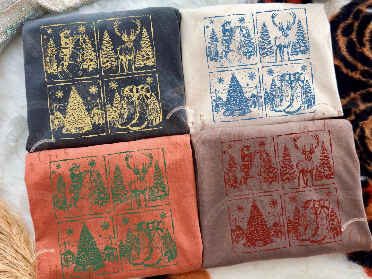 Western Christmas Stamp PNG, Retro Cowboy Santa Graphic, Coquette Holiday Country Shirt Design