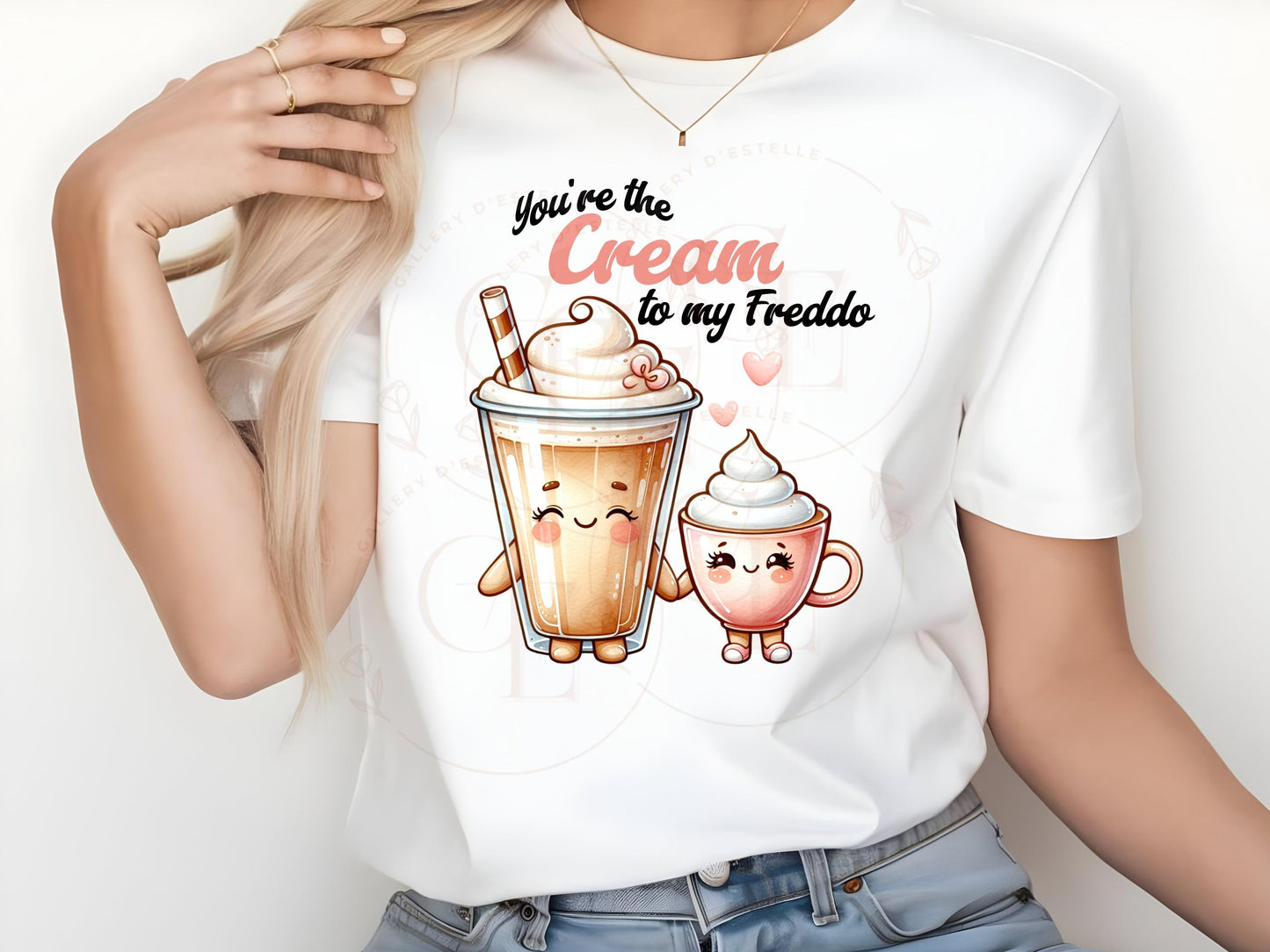 You're the Cream to My Freddo PNG, Retro Coffee Love Art, Funny Valentines Day Graphic, Cute Shirt Design