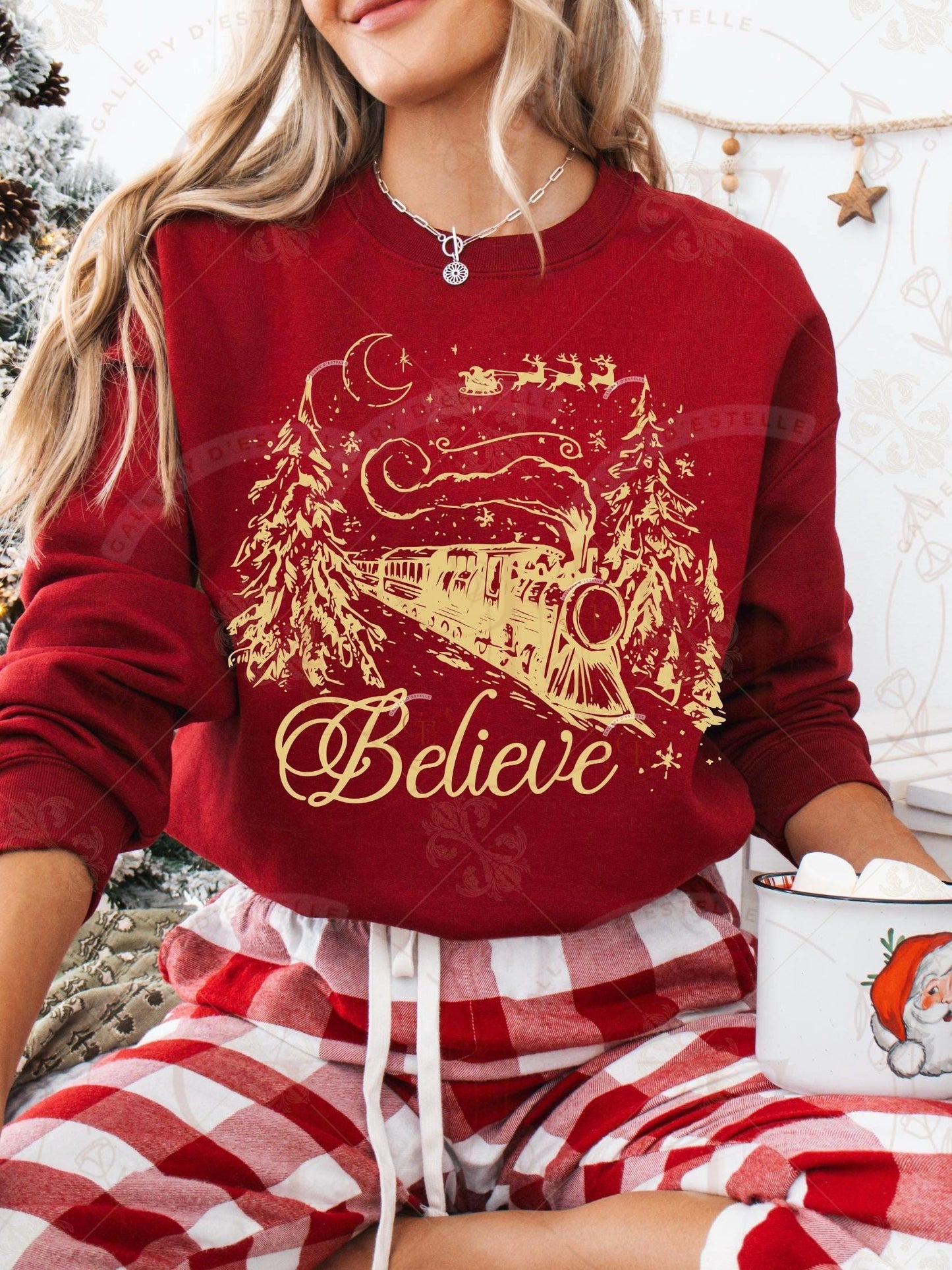 Believe Christmas PNG, Retro Holiday Train Graphic, Festive Vintage Santa Shirt Design