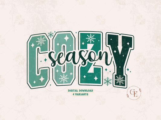 Cozy Season PNG Bundle, Retro Holiday Winter Design, Festive Clipart for Trendy Christmas Shirts DIY Crafts & Thoughtful Gifts