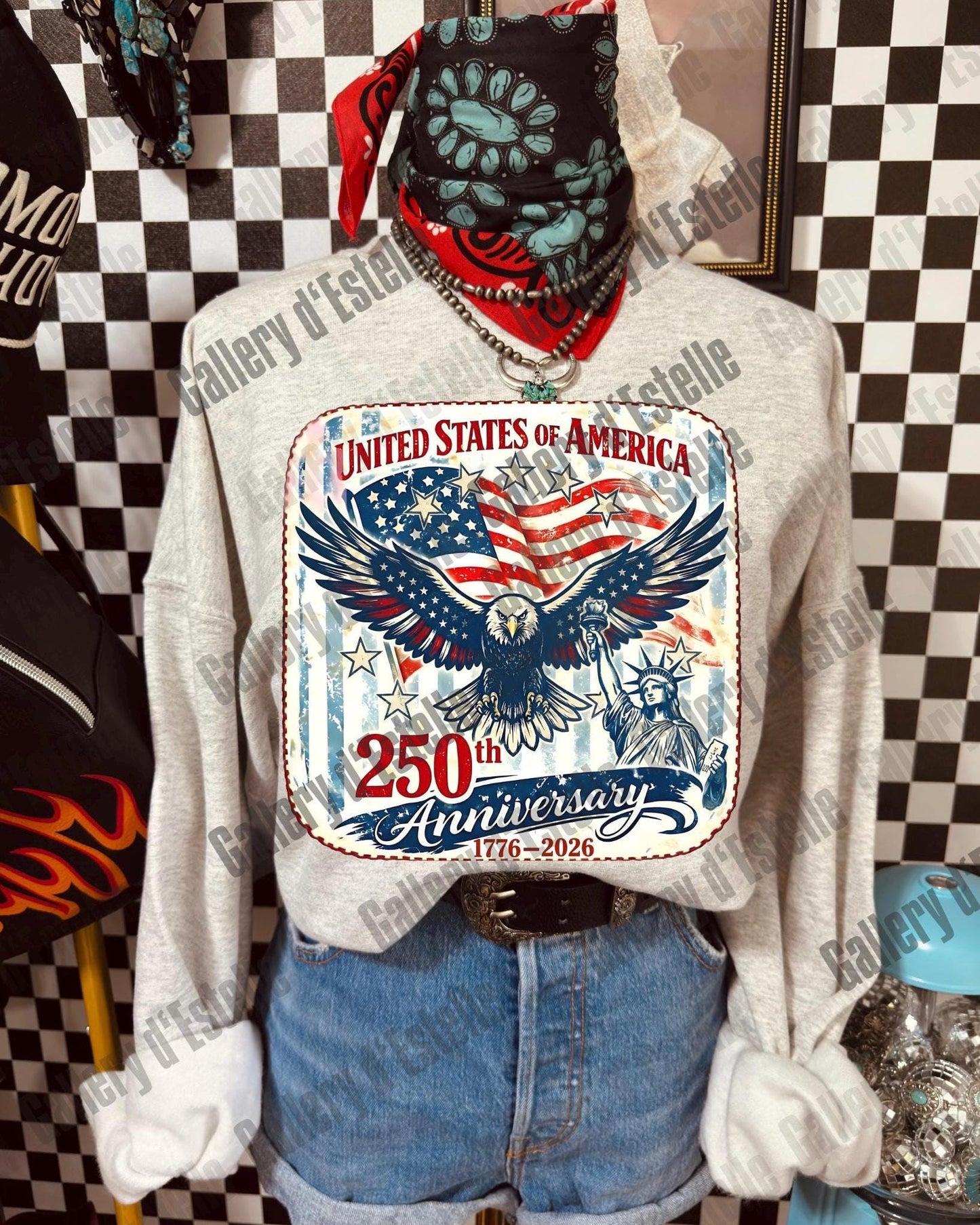 USA 250 Eagle PNG, Retro Patriotic America Graphic, Trendy 4th of July Shirt Design