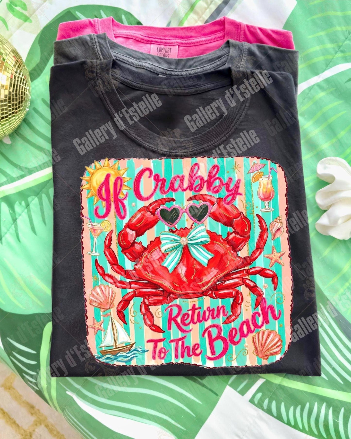 If Crabby Return to the Beach PNG, Retro Coastal Crab Graphic, Trendy Summer Shirt Design