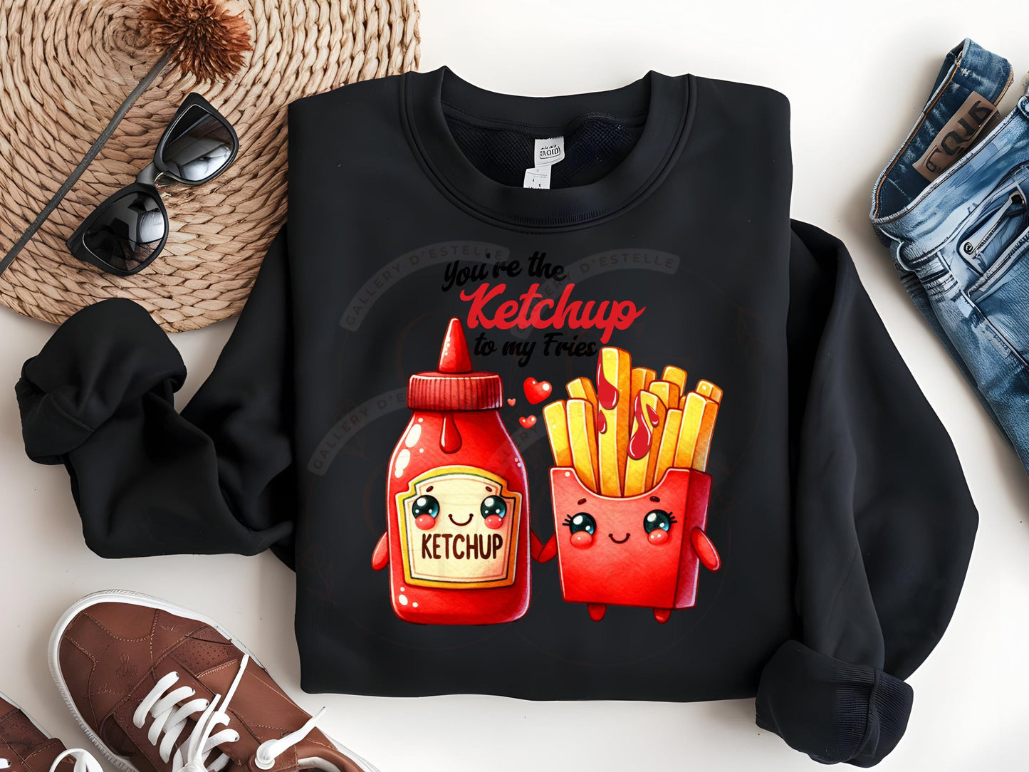 You're the Ketchup to My Fries PNG, Cute Retro Love Couple Art, Funny Valentines Shirt Design