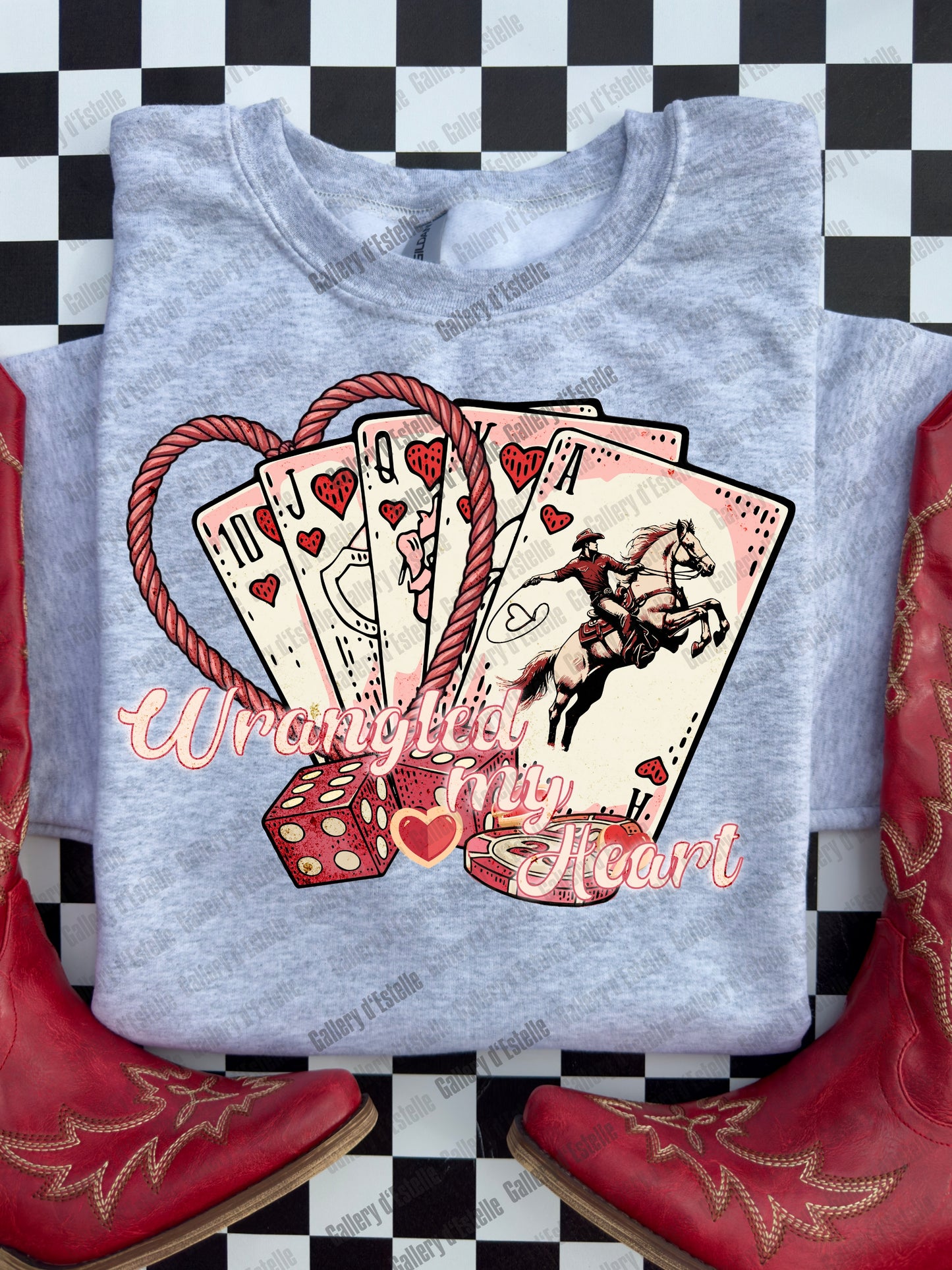 St.Valentines Game of Love Country PNG, Western Cowboy Casino Graphic, Vintage Wild West Poker Shirt Design