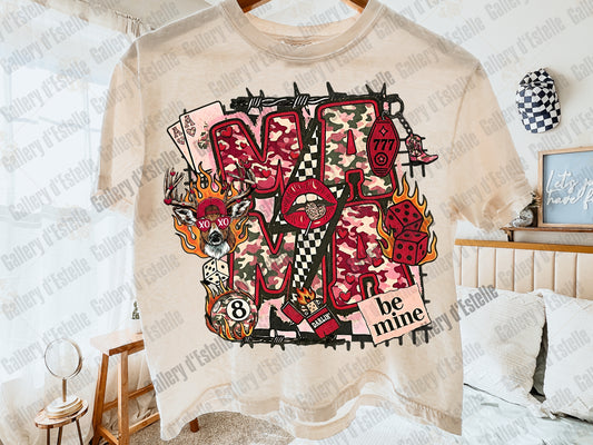 Valentine Mama Camo PNG, Retro Western Collage Graphic, Love Hunting Art, Edgy Be Mine Shirt Design