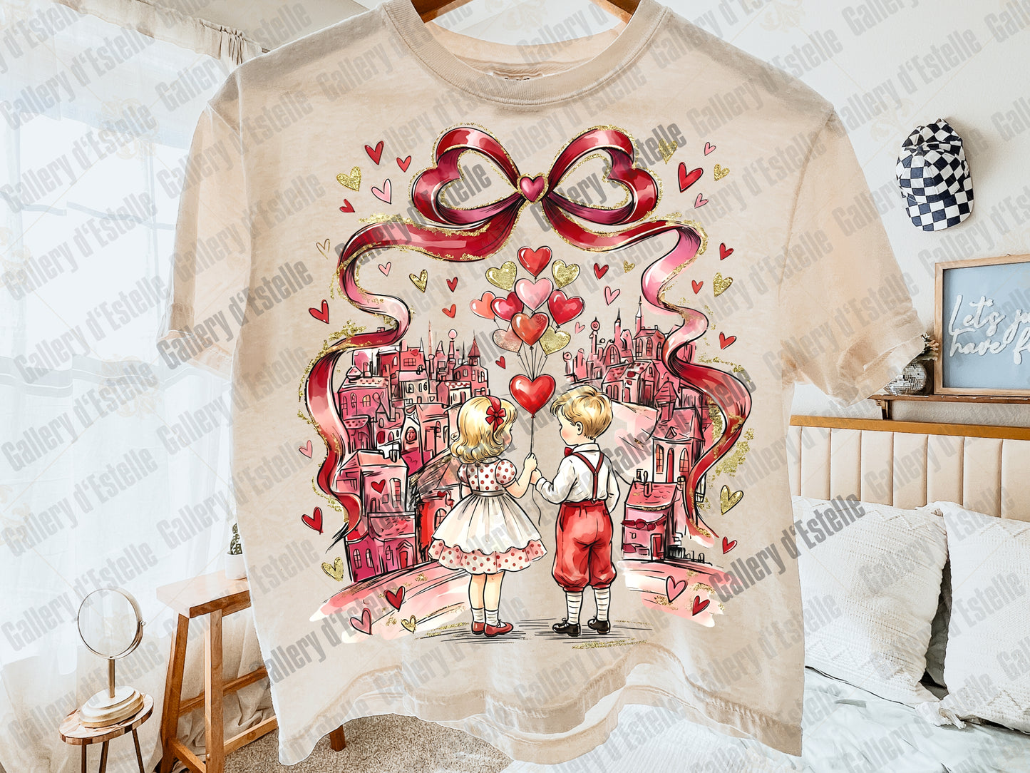 Coquette Valentine Kids PNG, Retro Love Graphic, Preppy Pink Bow Art, Trendy VDay Shirt Design