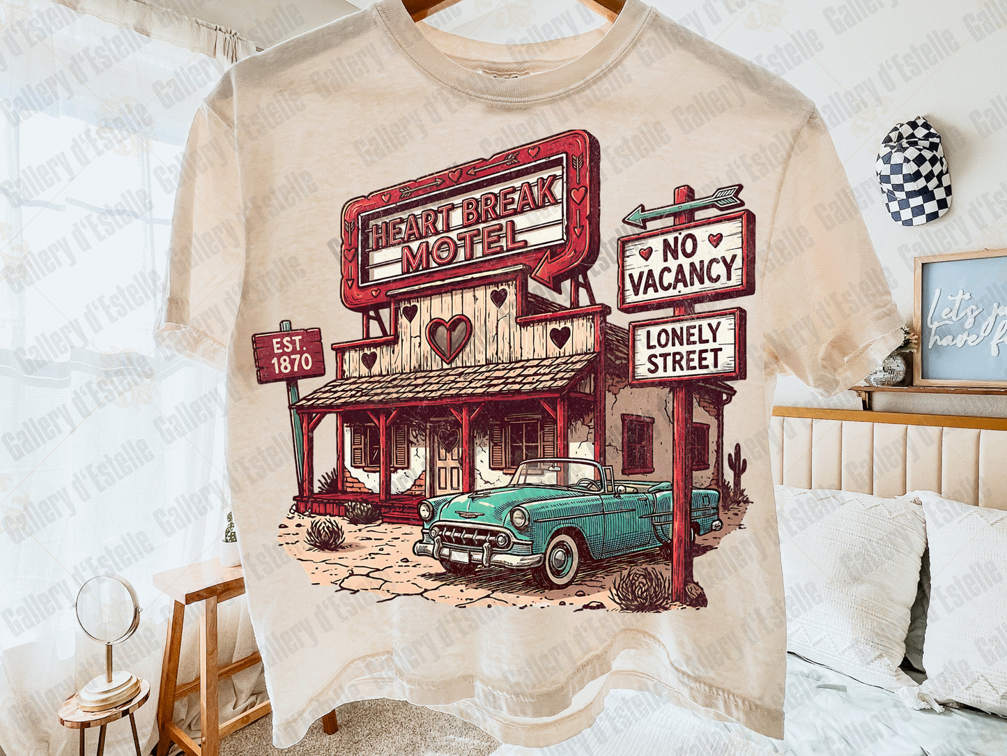 Heart Break Motel PNG, Retro Anti-Valentine Hotel Sign Graphic, Edgy Western Love Shirt Design
