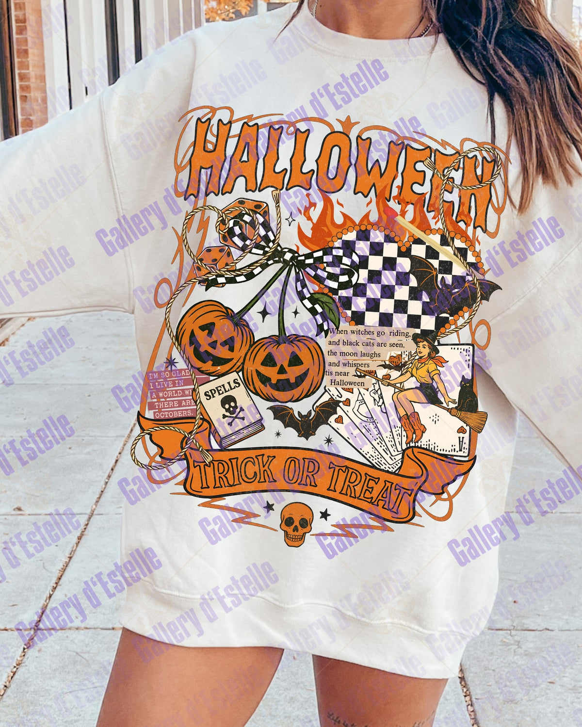 Retro Halloween Collage PNG, Spooky Trick Or Treat Graphic, Western Cowgirl Witch Shirt Design