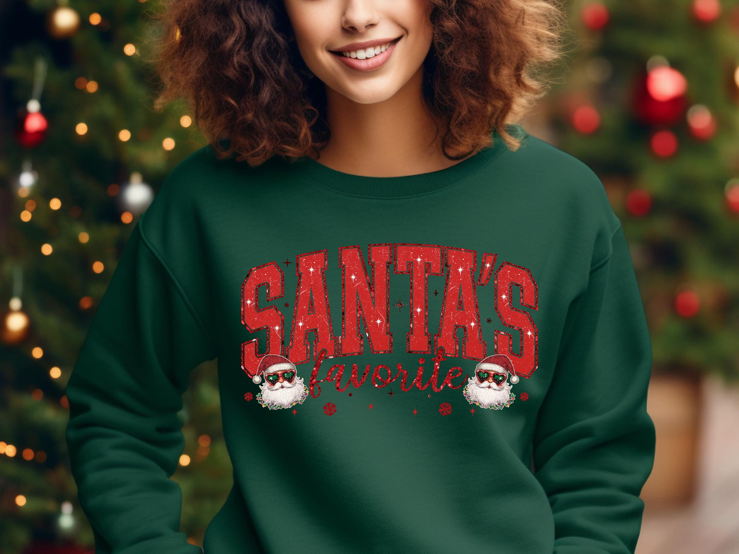 Santa's Favorite Christmas PNG, Retro Glitter Holiday Quote Graphic, Cute Festive Shirt Design