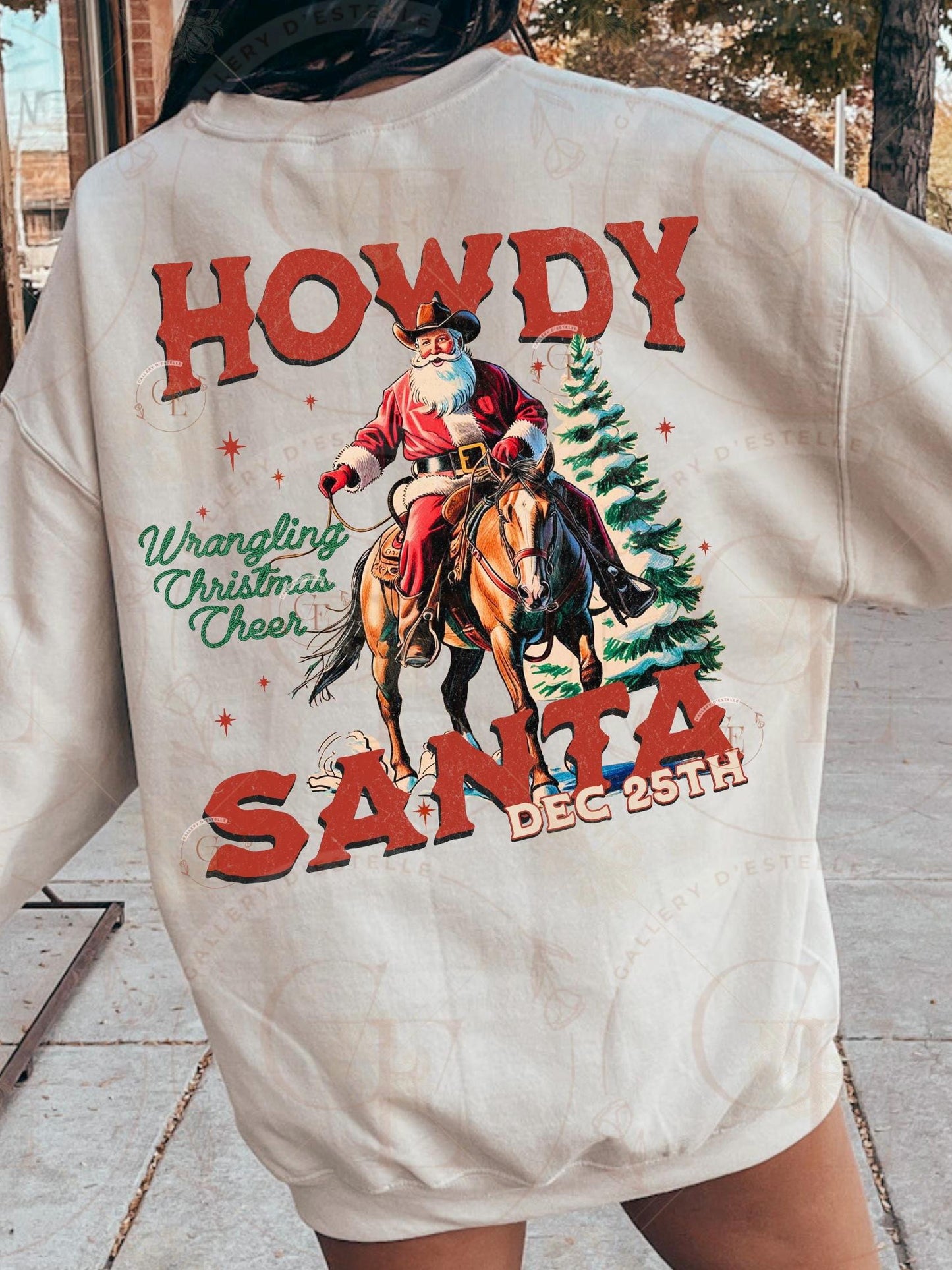 Howdy Santa Cowboy PNG, Vintage Western Christmas Rodeo Graphic, Festive Country Shirt Design