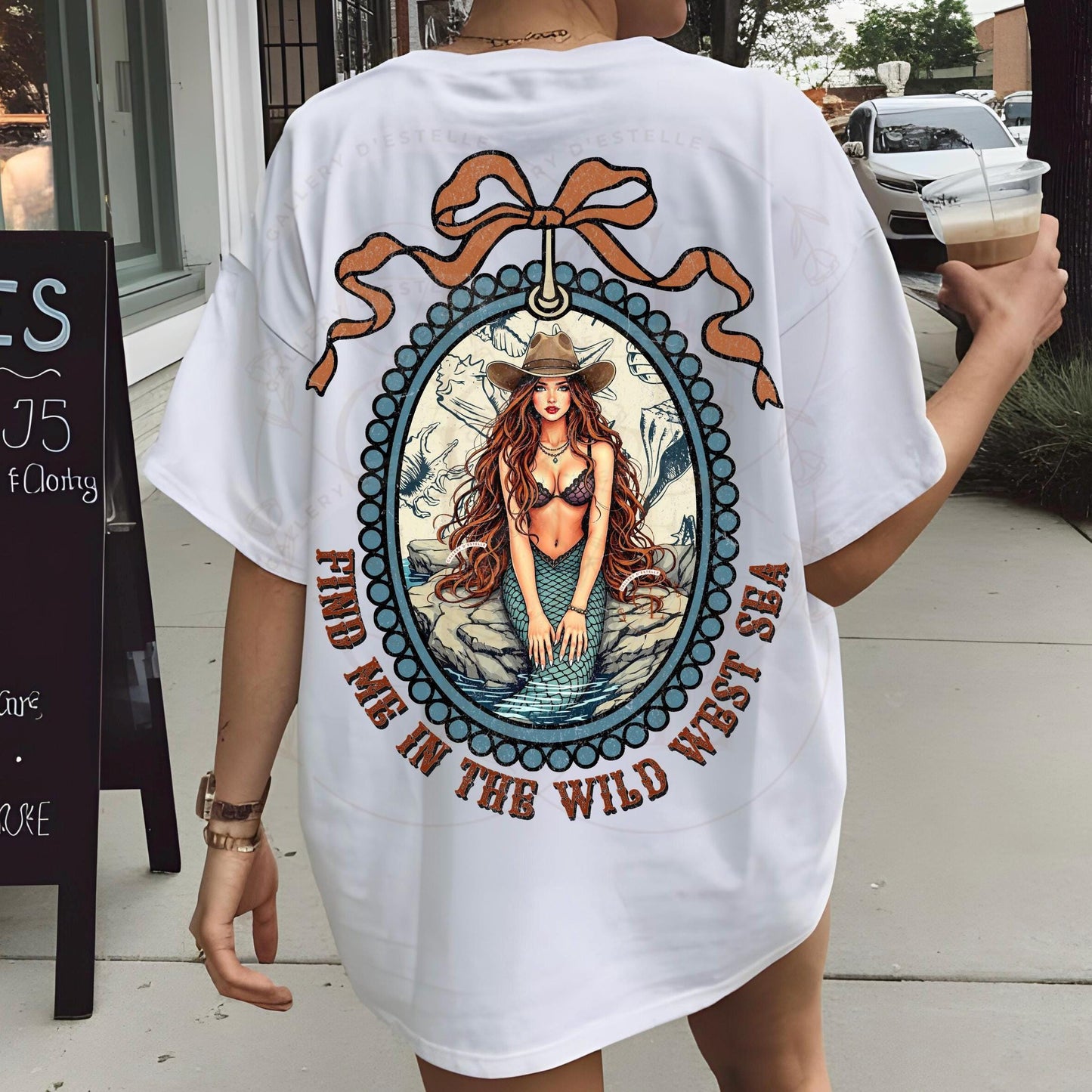 Find Me in the Wild West Sea PNG, Coquette Mermaid Cowgirl Summer Graphic, Trendy Western Coastal Girl Beach Shirt Design