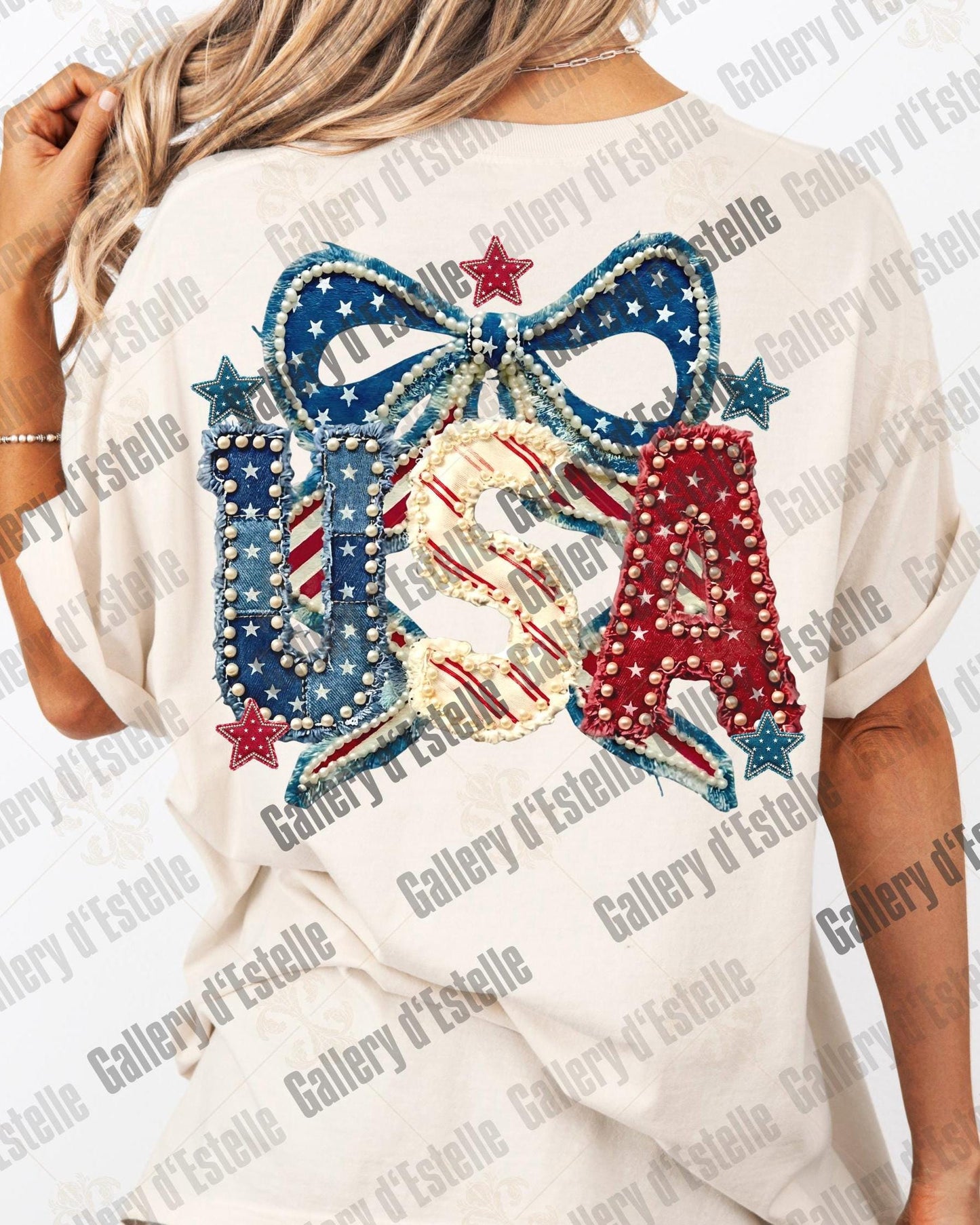 Patriotic Coquette USA PNG, Retro Patchwork America Graphic, Trendy 4th of Jul Shirt Design
