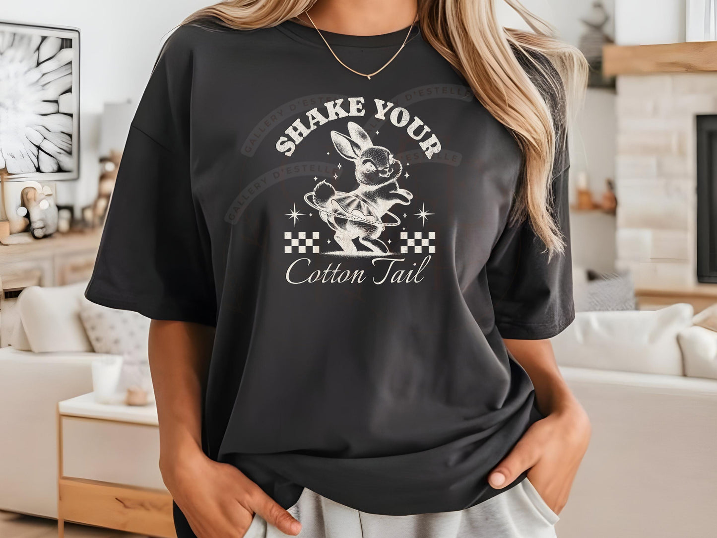Shake Your Cotton Tail PNG, Cute Retro Easter Bunny Graphic, Vintage Sassy Rabbit Sublimation, Trendy Girl Shirt Design
