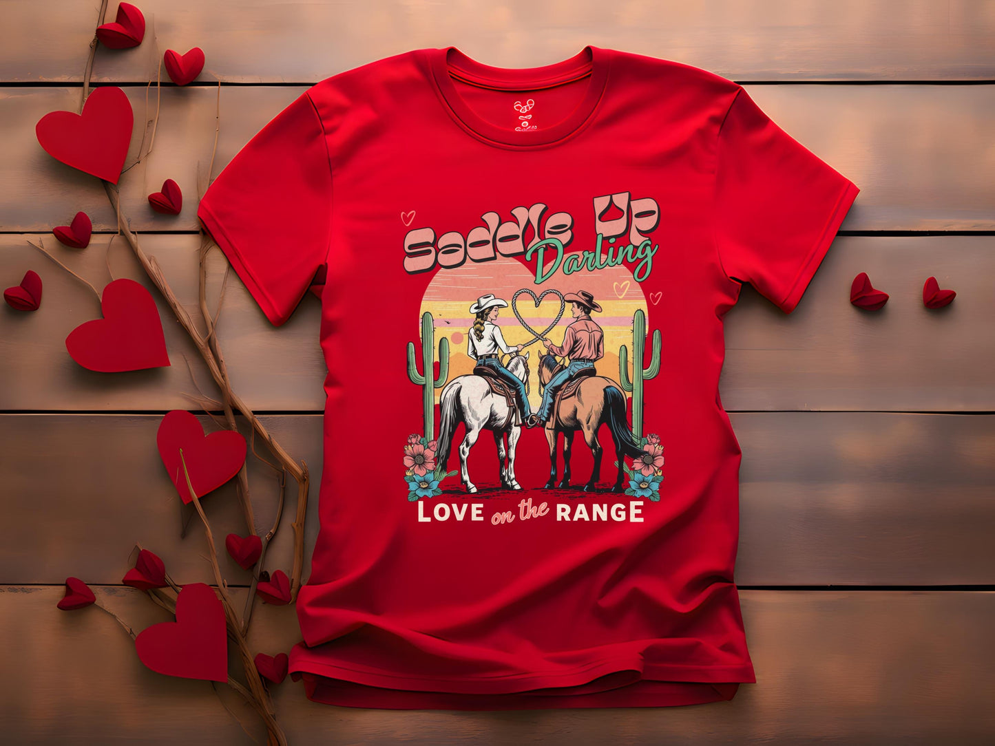 Saddle Up Darling PNG, Retro Cowboy & Cowgirl Love on the Range Western Graphic, Romantic Country Life Shirt Design