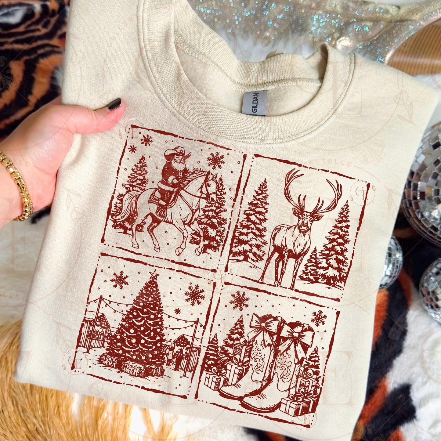 Western Christmas Stamp PNG, Retro Cowboy Santa Graphic, Coquette Holiday Country Shirt Design