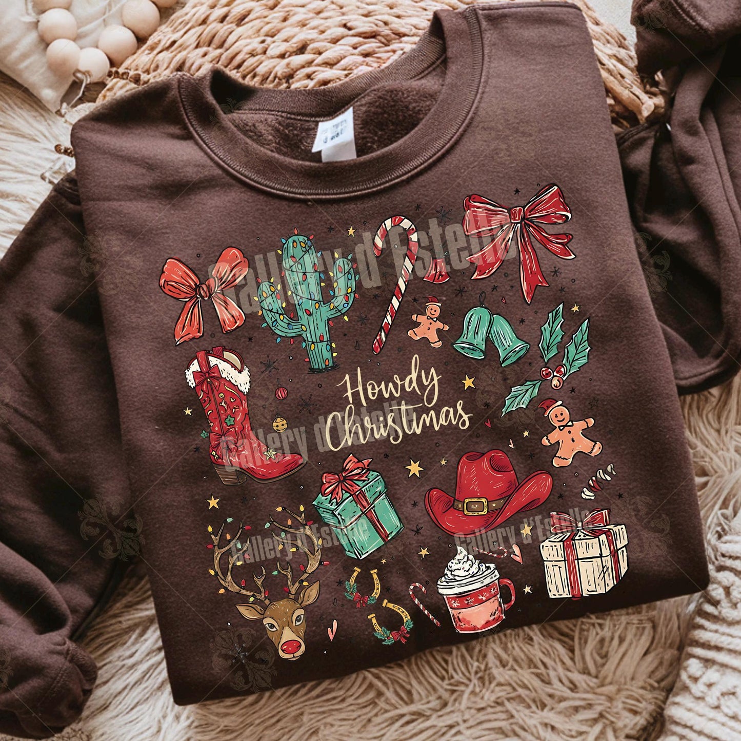 Coquette Cowgirl Christmas Collage PNG, Festive Western Doodle Art, Cowboy Reindeer Holiday Graphic, Trendy Country Shirt Design