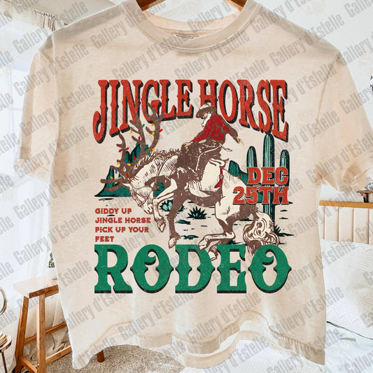 Jingle Horse Rodeo Western PNG, Retro Cowboy Christmas Design, Rustic Holiday Country Shirt Design
