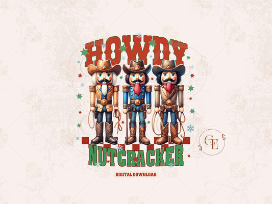 Howdy Nutcracker PNG, Retro Western Cowboy Graphic, Christmas Rodeo Sublimation, Trendy Country Shirt Design