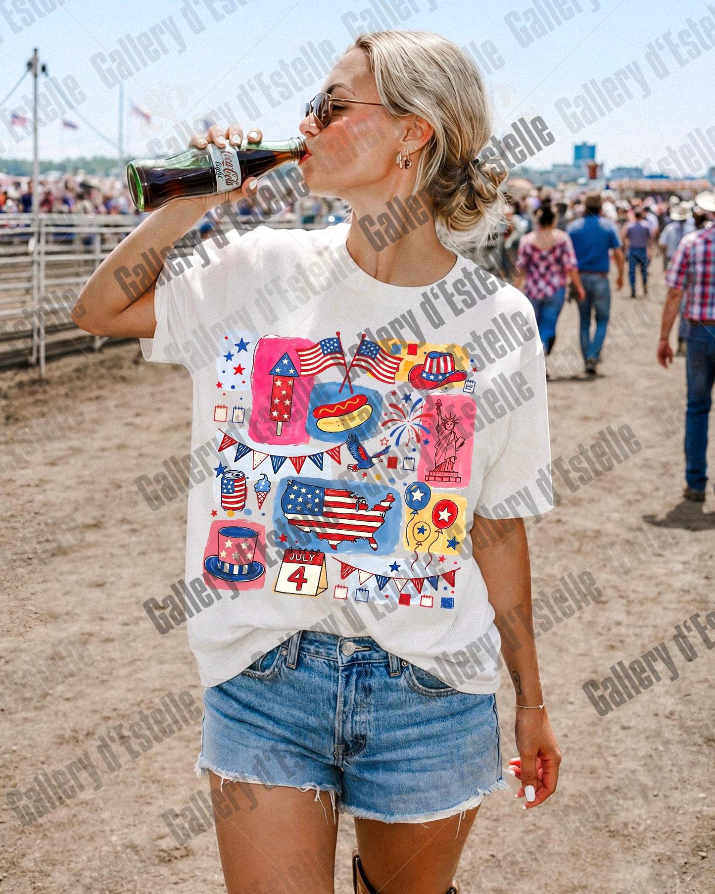 Retro 4th of July Collage PNG, Preppy Patriotic Americana Graphic, Trendy USA Shirt Design