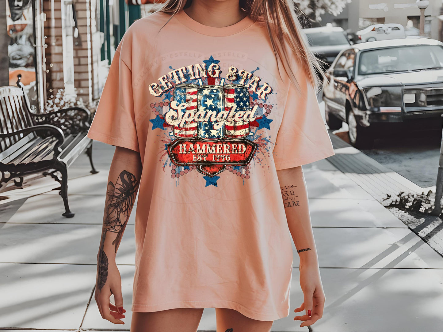 Getting Star Spangled Hammered PNG, Retro 4th of July, Trendy USA Shirt Design