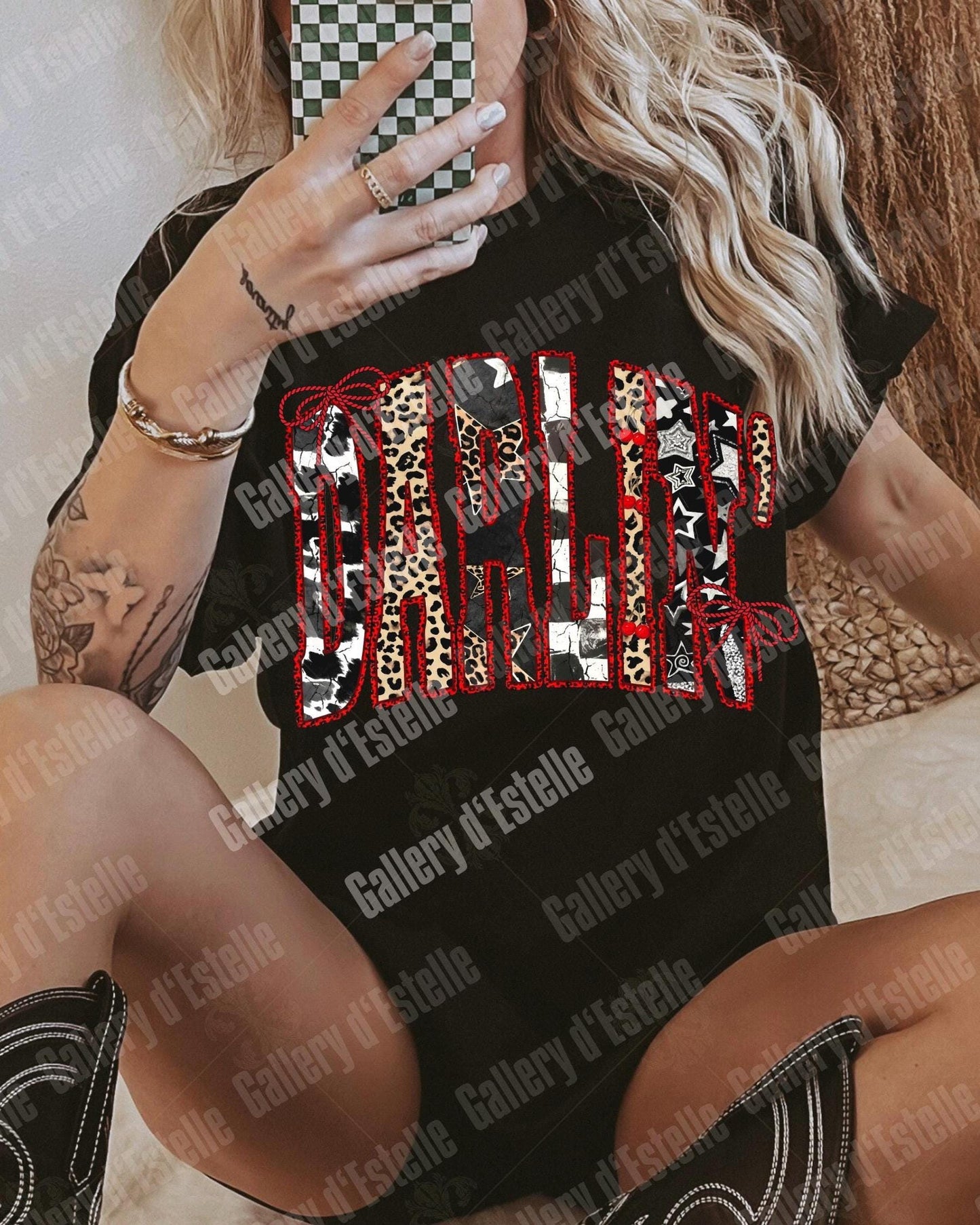 Edgy Western Darlin PNG, Retro Leopard Cowgirl Graphic, Yallternative Country Girl Shirt Design