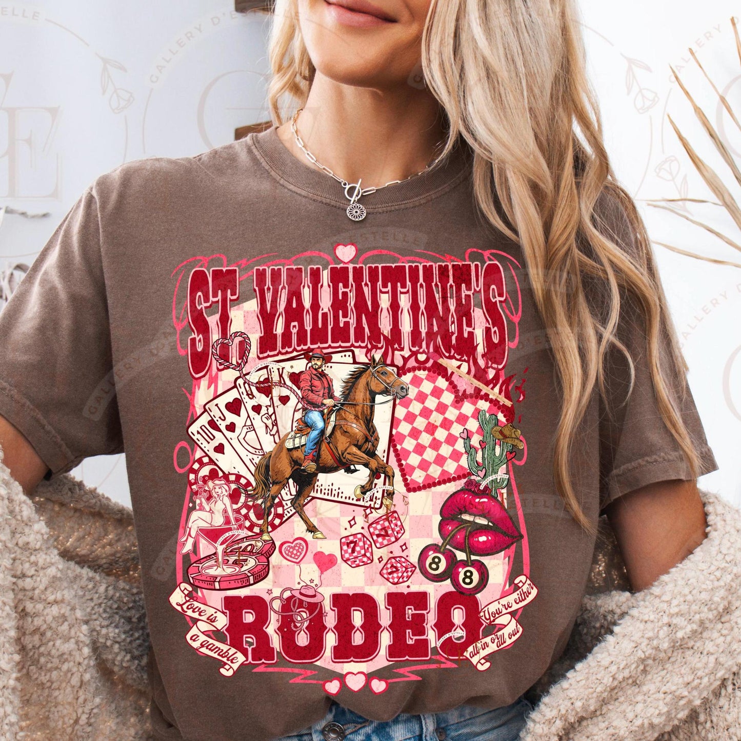 St. Valentines Rodeo Western PNG, Retro Cowboy Casino Collage, Love is a Gamble Art, Wild West Rodeo Graphic, Trendy Country Shirt Design