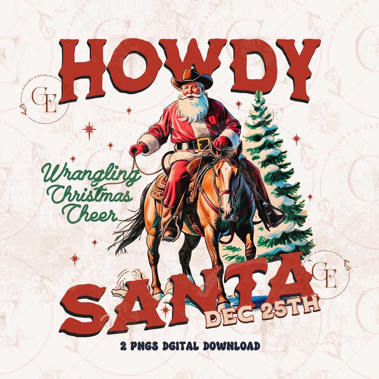 Howdy Santa Cowboy PNG, Vintage Western Christmas Rodeo Graphic, Festive Country Shirt Design