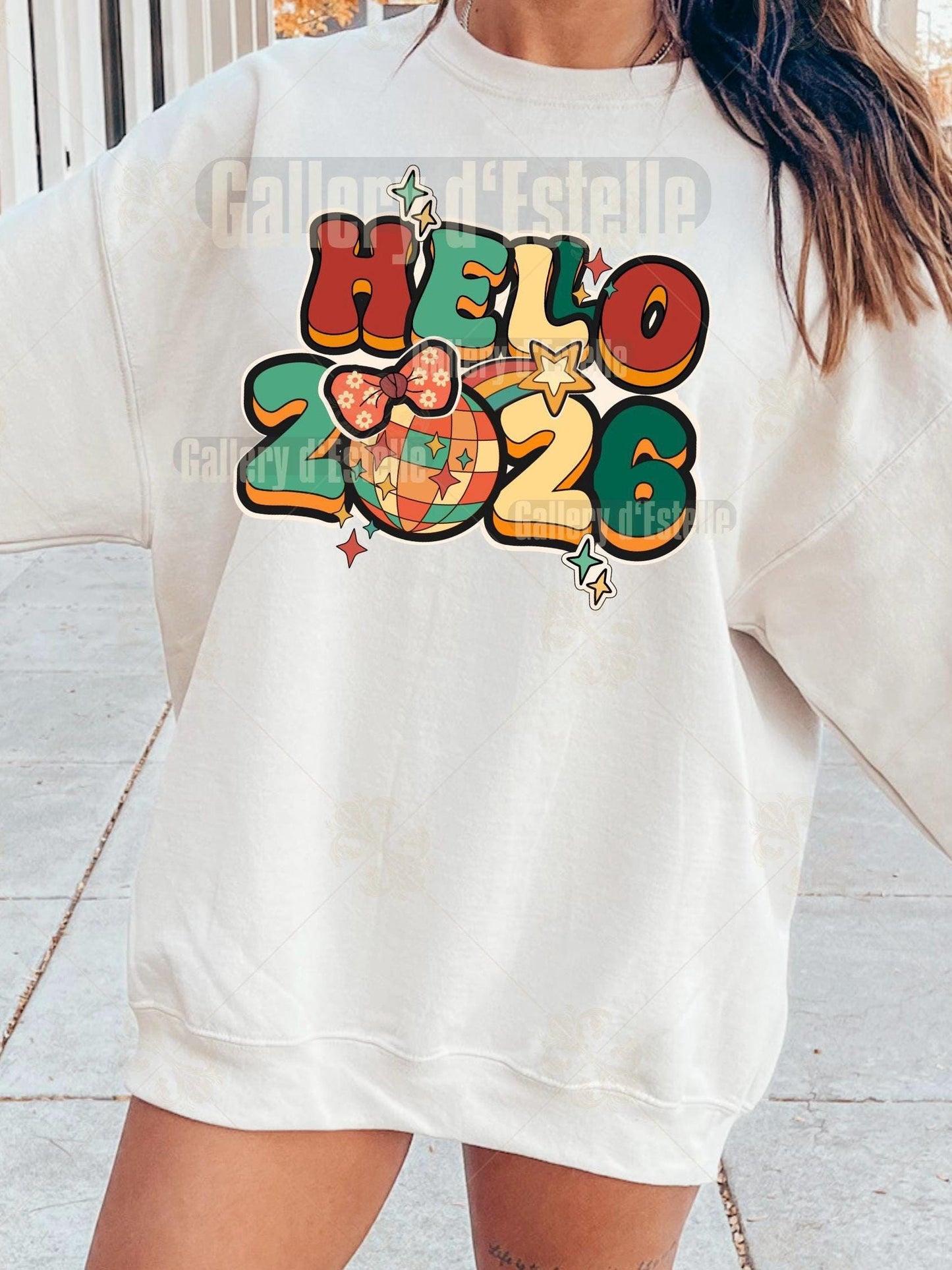 Retro Hello 2026 PNG, Groovy New Year Eve Graphic, Festive Shirt Design