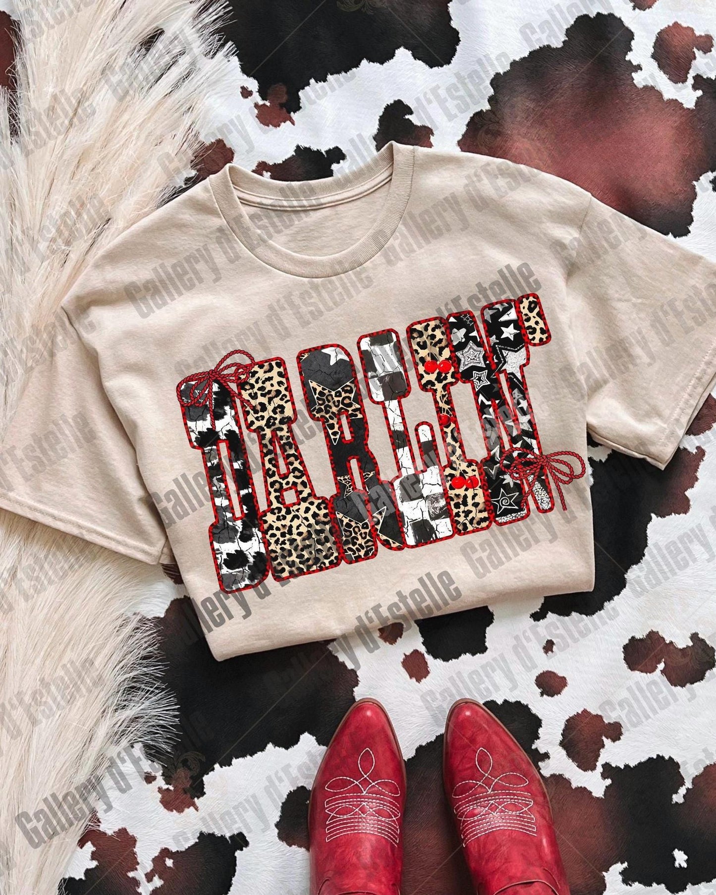 Edgy Western Darlin PNG, Retro Leopard Cowgirl Graphic, Yallternative Country Girl Shirt Design